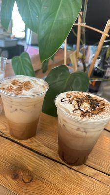 Iced cinnamon toast latte & s'mores latte