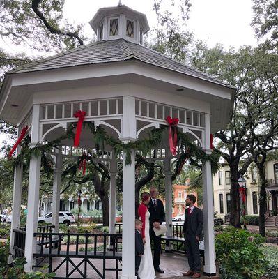 A wedding at the gazebo in the square