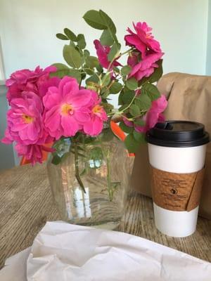 Local flowers on tables