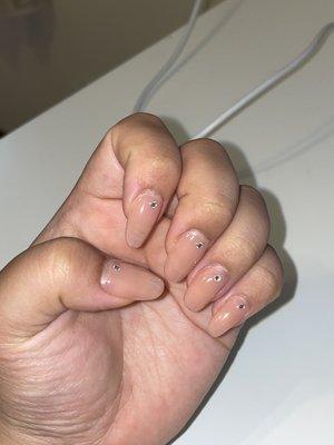 1 week later - still gorgeous but lifting just a little bit by the cuticles