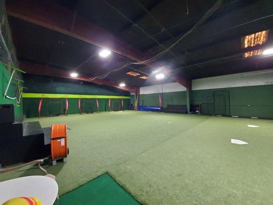 Upstairs pitching area and can also do short infield drills