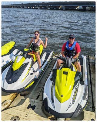 My handsomely amazing Fiancé and myself getting ready to part for our hour long fun on the wave runners!