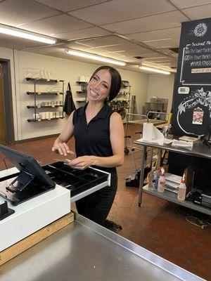 Very friendly and smiling cashier