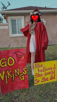 Beautiful cap and gown. Thanks for saving the day!