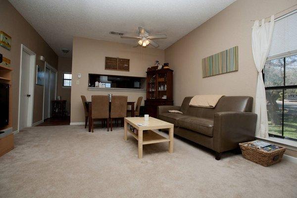 Pretty nice size living/dining. We later had hardwood laminate put in as part of our lease renewal.