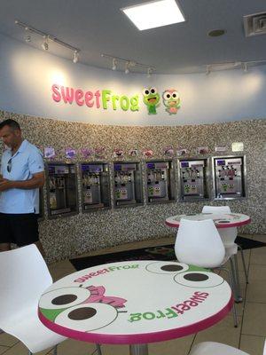 Soft serve, self serve frozen yogurt