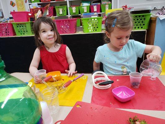 Making pop-sickles for Pops and Popsicles event celebrating Father's Day!