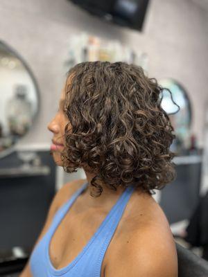 Short curly bob style