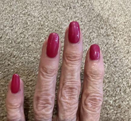 Gel polish manicure after 1 week + 1 day at Forest Nails & Spa.