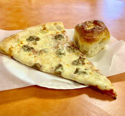 Cheese & Sausage Slice + Garlic Knot