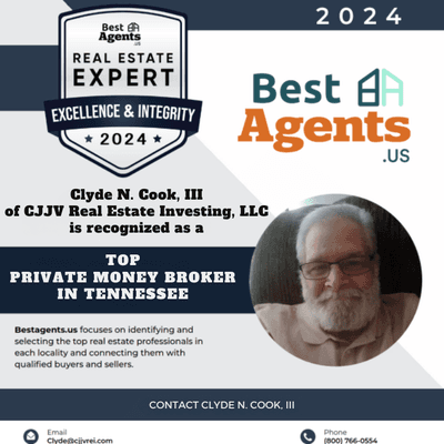 Recognition by Best Agents as a Top Private Money Broker in Tennessee and featured in Tennessee Best in Real Estate Magazine.