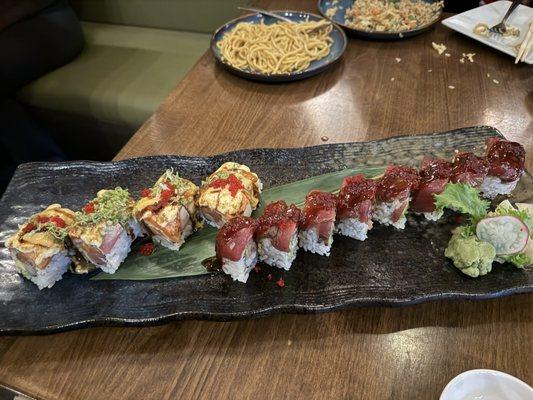 Tuna Amazing and Out of Control Rolls are so good! Loved the dark tuna!