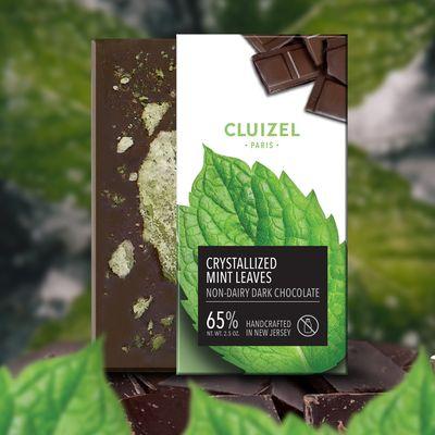 Non-Dairy Chocolate Bar with Crystallized Mint Leaves