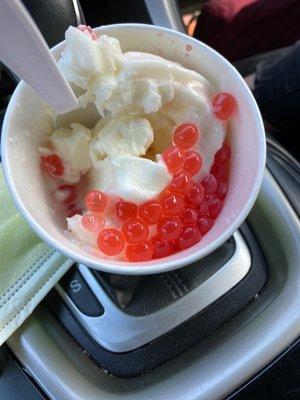 Original Tart Frozen Yogurt with strawberry balls