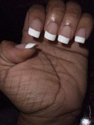 Uneven French tip.