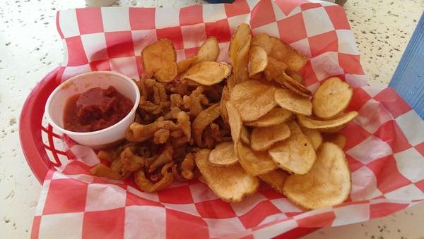 Fried clam strips.