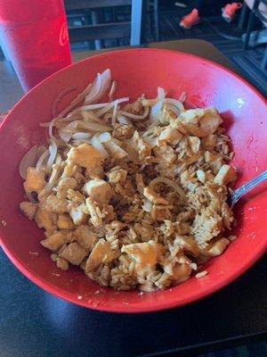 Hibachi chicken bowl with white sauce and no zucchini :)