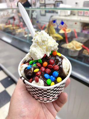 My wife's Sundae with Heath Bar, hot Fudge and M&Ms