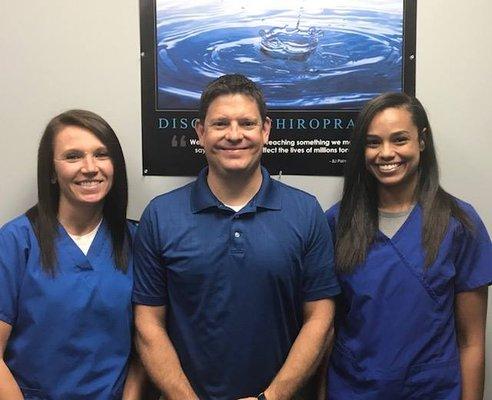 Lisa-office manager, Dr. Schramm, and Amanda-chiropractic assistant