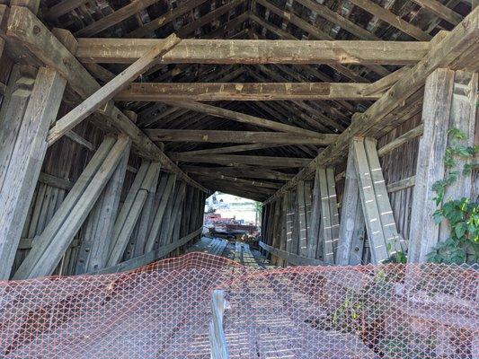 Grange City Covered Bridge. Note the twisting.