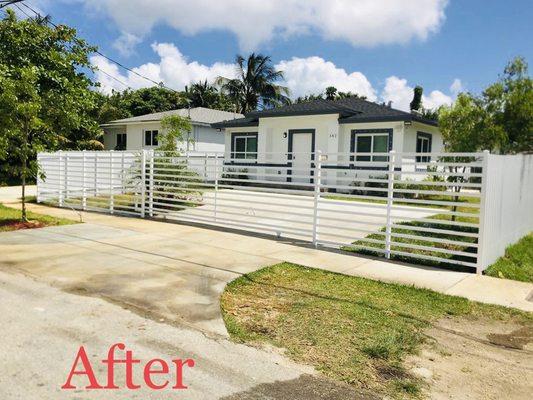 White durafence with horizontal pickets fence in front