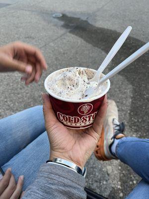 Cake Batter ice cream with brownies.