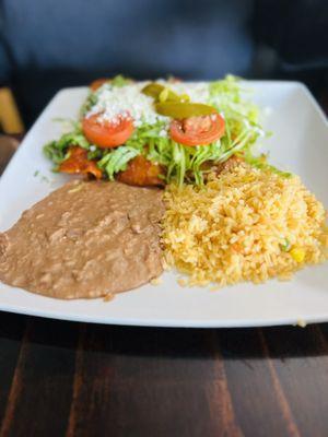 Enchiladas with rice and beans...