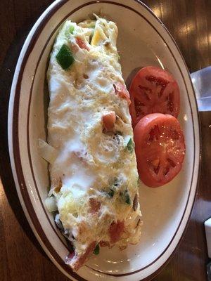 Egg White omelette with tomato slices and toast