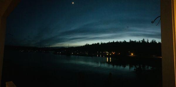 Sitting outside at the Fireside after sunset.