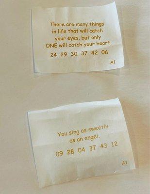 Cool fortunes!   Happy New Year to many Asians today!   Year of the rabbit be blessed.