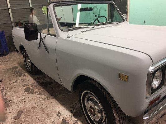 1975 scout Restoration work repaired rust and body damage to the vehicle