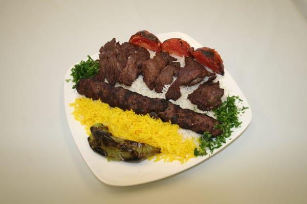 #37 Soltani Plate (One Beef Luleh Kabob and One Beef Shish Kabob)