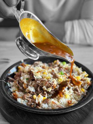 Onion Beef Pepper Rice | @whaevaeats