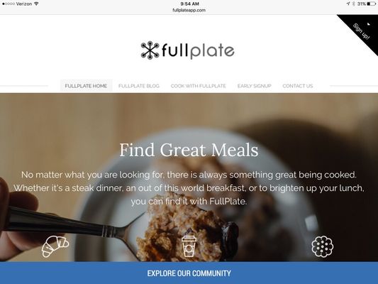 Website for meal sharing site fullplateapp.com