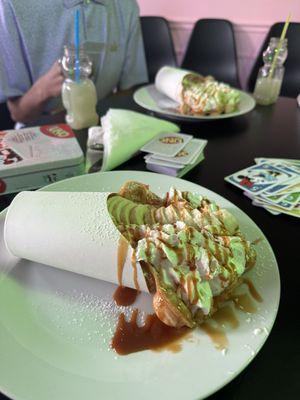 Another view of the Jail House Bubble Waffle, while my family plays UNO and talk about our "Rose" and "Thorn" of the day.