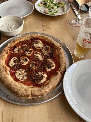 "Pepperoni" Pizza and Roman Pilsner.