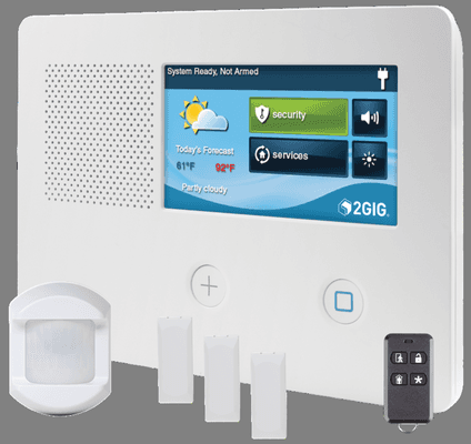 Security system with home control that works on cellular!  Arm/disarm/status via smart phone.  Control lights, locks, thermostat & more.