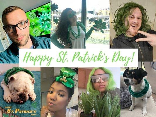 Happy Saint Patrick's Day from our festive team & work from home buddies! Keeping our health & safety a priority at Midtown!