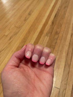 Dip over natural nails (ignore my beat up cuticles, I was building furniture haha)