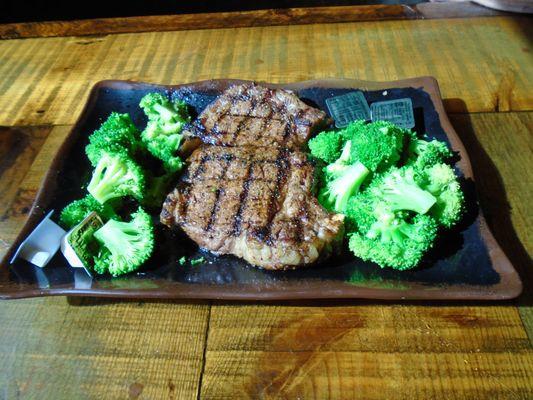 Ribeye Special dinner with 2 sides of broccoli.