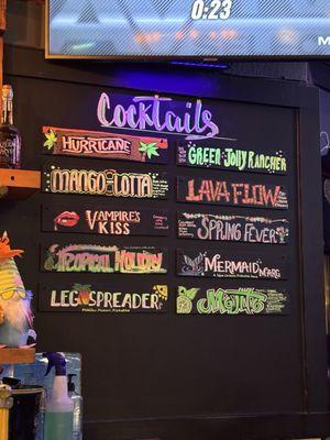 Cocktail menu