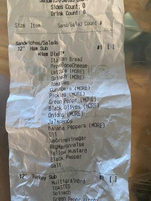 Notice all the "MORE" and "DOUBLE MEAT" on my receipt that was clearly ignored