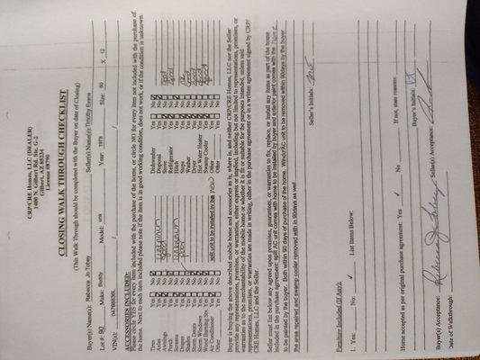 Disclosure form stating all was good.