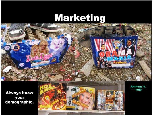 Fireworks branding examples.  These marketers are well in-touch with their customers.