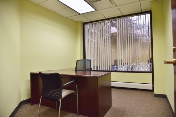 An exterior office space in Chicago has ample natural light, comes fully furnished, and is plug and play ready.