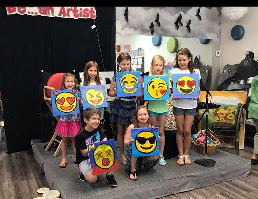 Emoji painting Birthday party 7.1.17. Such a wonderful experience for the kids of all ages :)