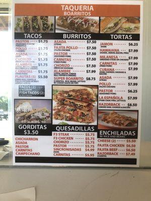 Front side of the menu! I recommend the quesadillas!