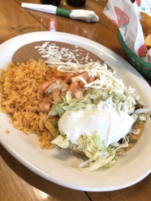 Tostados with beans n rice