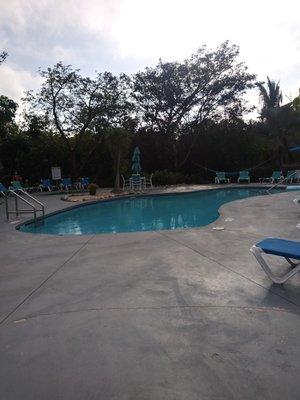 The pool and it has a hot tub.