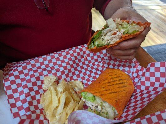 Chicken Caesar salad in habanero wrap $9